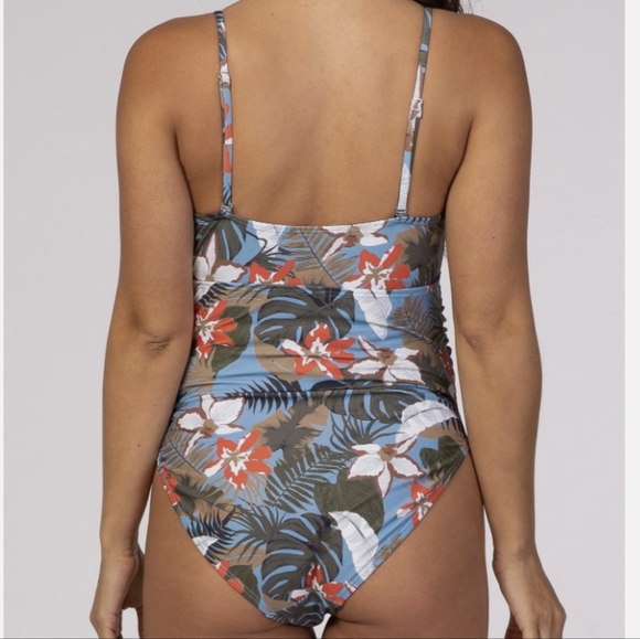 PINKBLUSH Blue Tropical Print One Piece Maternity Swimsuit ~ NWOT - Picture 5 of 13